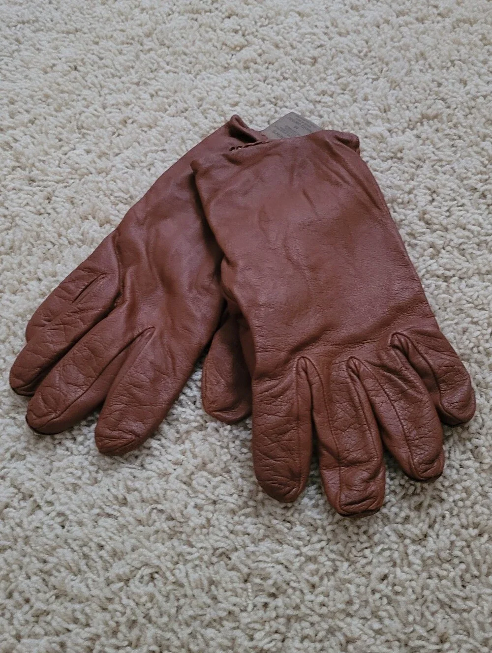 L.L. Bean Womens Brown Sheepskin Leather Gloves M Wool Cashmere Lined